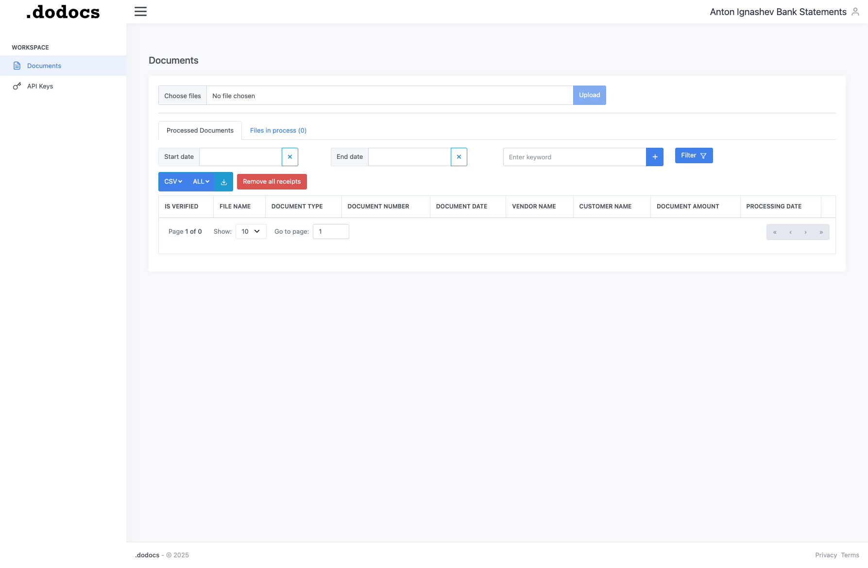 DoDocs Dashboard